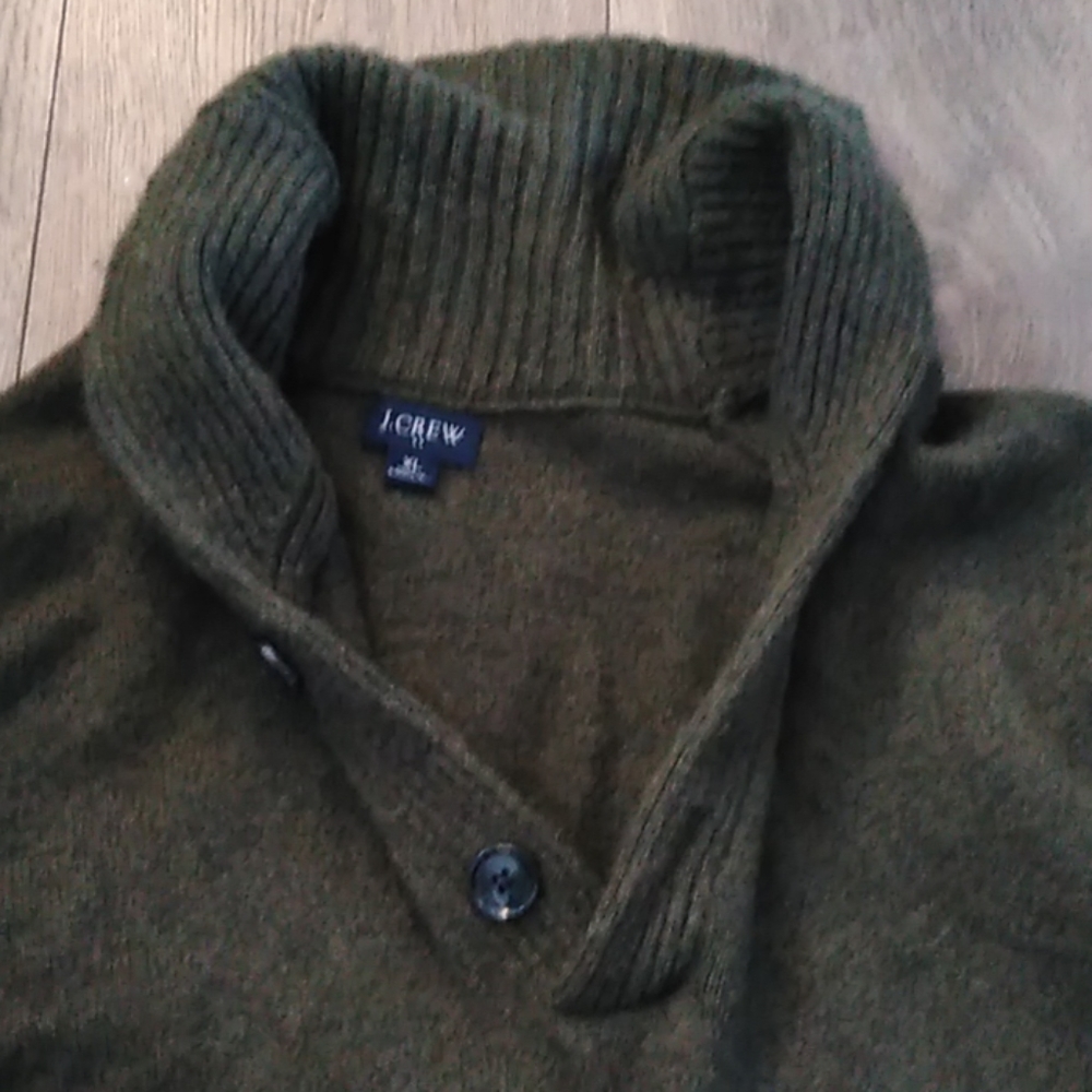 J crew 2 button green  cardigan